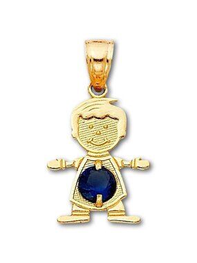14K Solid Gold September Birthstone Boy Charm By Tehrani Jewelry